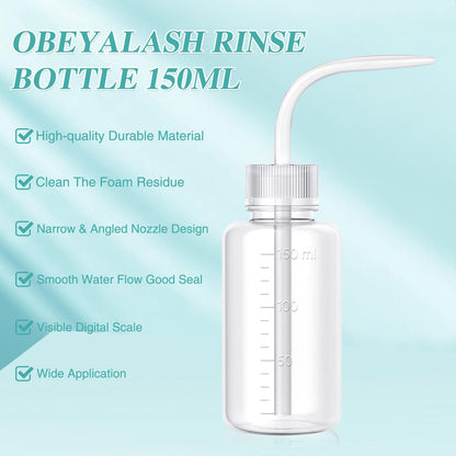 Eyelash Foam Cleanser Kit 60ml+Rinse Bottle+Brush Lash Wash Lash Cleanser Lash Shampoo for Eyelash Extensions Eyelash Shampoo For Salon and Home Use by Obeyalash