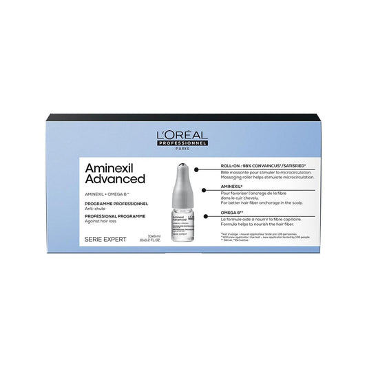 L'Oréal Professionnel, Tratamiento anticaída para un aspecto más denso y con más cuerpo, Aminexil Advanced, SERIE EXPERT, 10x6ml