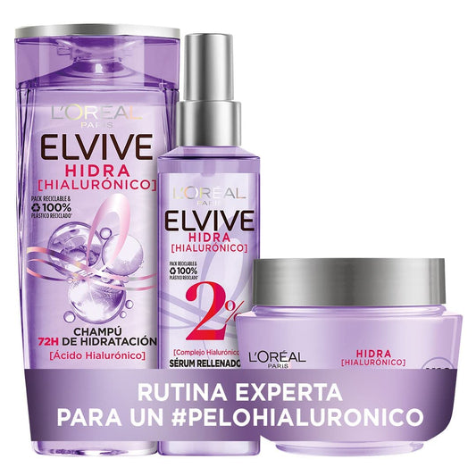 Cofre L'Oréal Elvive Hidra Hialurónico - Champú, Mascarilla y Sérum