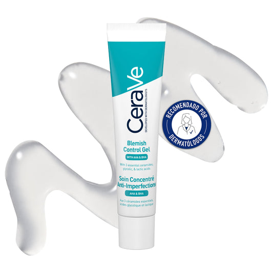 CeraVe Gel Control Imperfecciones, Para Piel con Tendencia Acneica y Grasa, Reduce las Manchas e Imperfecciones, Enriquecido con AHA y Ácido Salicílico, 40ml