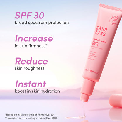 Sand &amp; Sky Brightening Primer &amp; Sun Protection SPF 30 - Australian made daily moisturizing makeup primer with broad spectrum protection. Improves pigmentation, firms skin