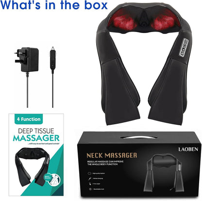 AERLANG Neck Massager, Neck and Shoulder Massager Back Massager 4D Deep Tissue Kneading Massager, Use at Home, Office, Car, Gifts for Women, Men, Mom and Dad