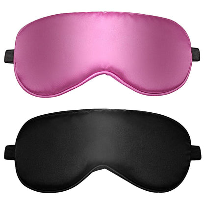 2 Pieces Sleep Mask, Ultra-Soft Silk Sleep Mask with Adjustable Elastic Strap, Sleeping Eye Mask for Men, Women and Children (Black, Pink)