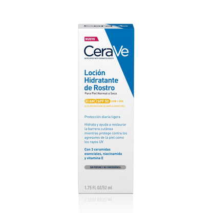 CeraVe Loción Hidratante SPF 50 – Protección y Cuidado Diario para Rostro (50 ml)