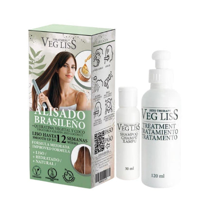 VEGLISS Brazilian Keratin Straightening New Formula Brazilian Straightening at Home Vegan Straightens Hydrates and Repairs Hair Reduces Frizz and Frizz for up to 12 Weeks