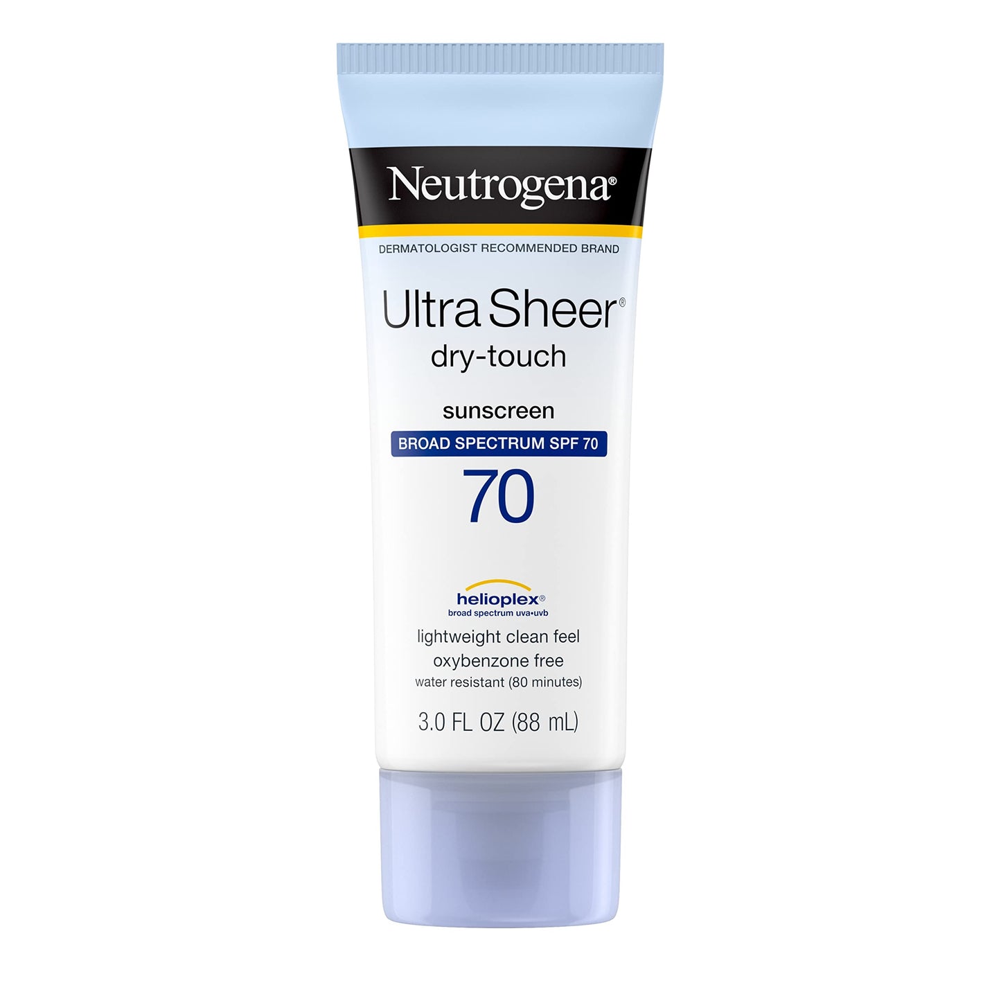 Neutrogena Ecran solaire sec au toucher Ultra Sheer - Protection UVA/UVB à large spectrum - SPF 70 - 88 ml