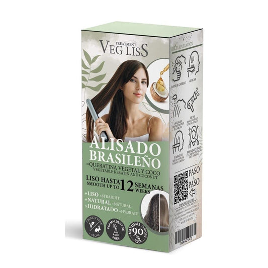 VEGLISS Brazilian Keratin Straightening New Formula Brazilian Straightening at Home Vegan Straightens Hydrates and Repairs Hair Reduces Frizz and Frizz for up to 12 Weeks