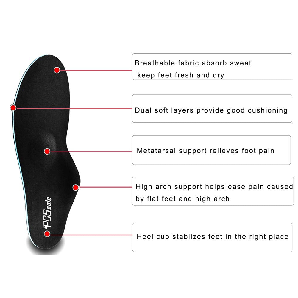 PCssole Insole Supports Soft Medical Functional Orthotic High Arch Foot Insole Insert Flat Foot Plantar Fasciitis Foot Pain Size EU40-41(26cm)