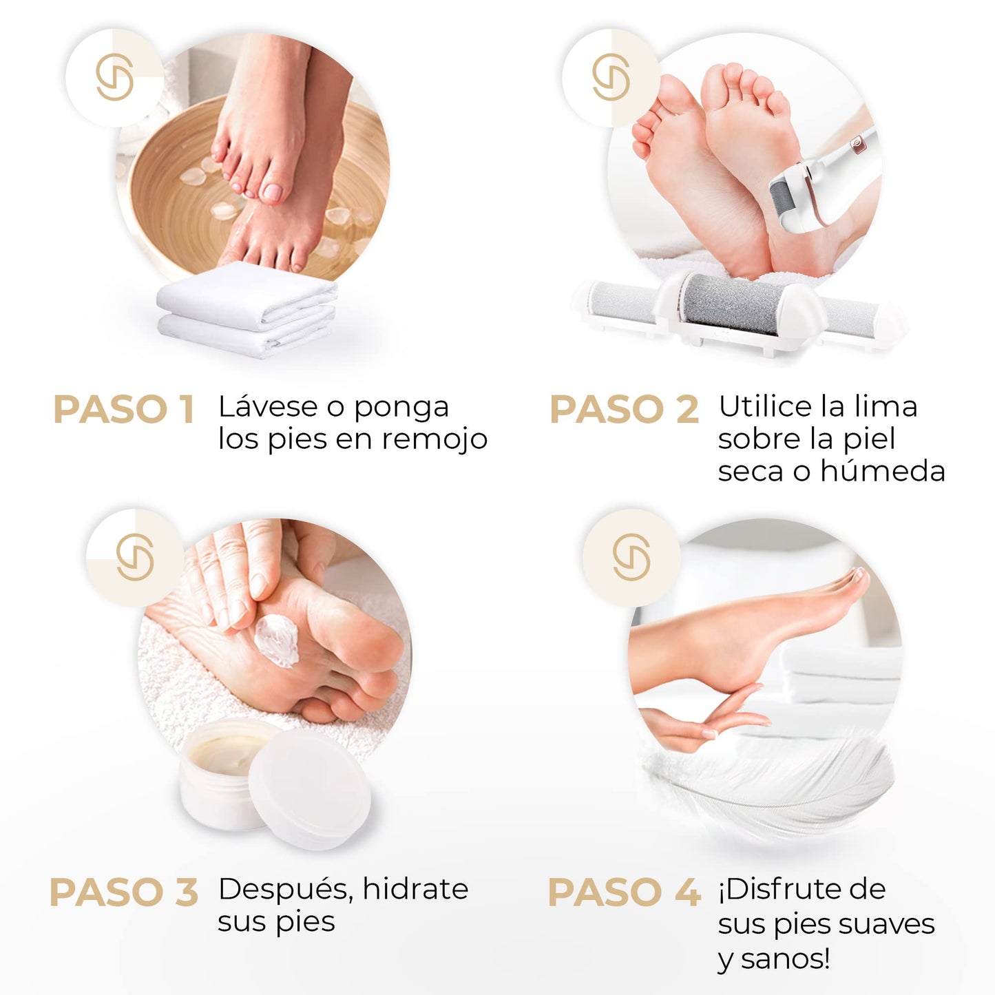 Essy Lima Eléctrica Pies Durezas Exfoliante Callos para Pies Electrico Pedicura Lima Pies Durezas Recargable Profesional Pulidor de Callos Cuidado Talon con 5 Rodillos de Recambio (Blanco)