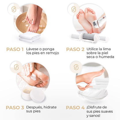 Essy Lima Eléctrica Pies Durezas Exfoliante Callos para Pies Electrico Pedicura Lima Pies Durezas Recargable Profesional Pulidor de Callos Cuidado Talon con 5 Rodillos de Recambio (Blanco)