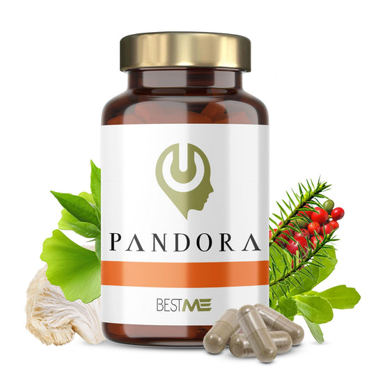 Bestme Lab Pandora | Nootrópico 100% Natural Fórmula Original 9 en 1 + Concentración + Memoria + Energía | Melena de León, Ginkgo Biloba, Bacopa Monnieri, Cafeína, L-Teanina, Vitaminas B12 B6 B2