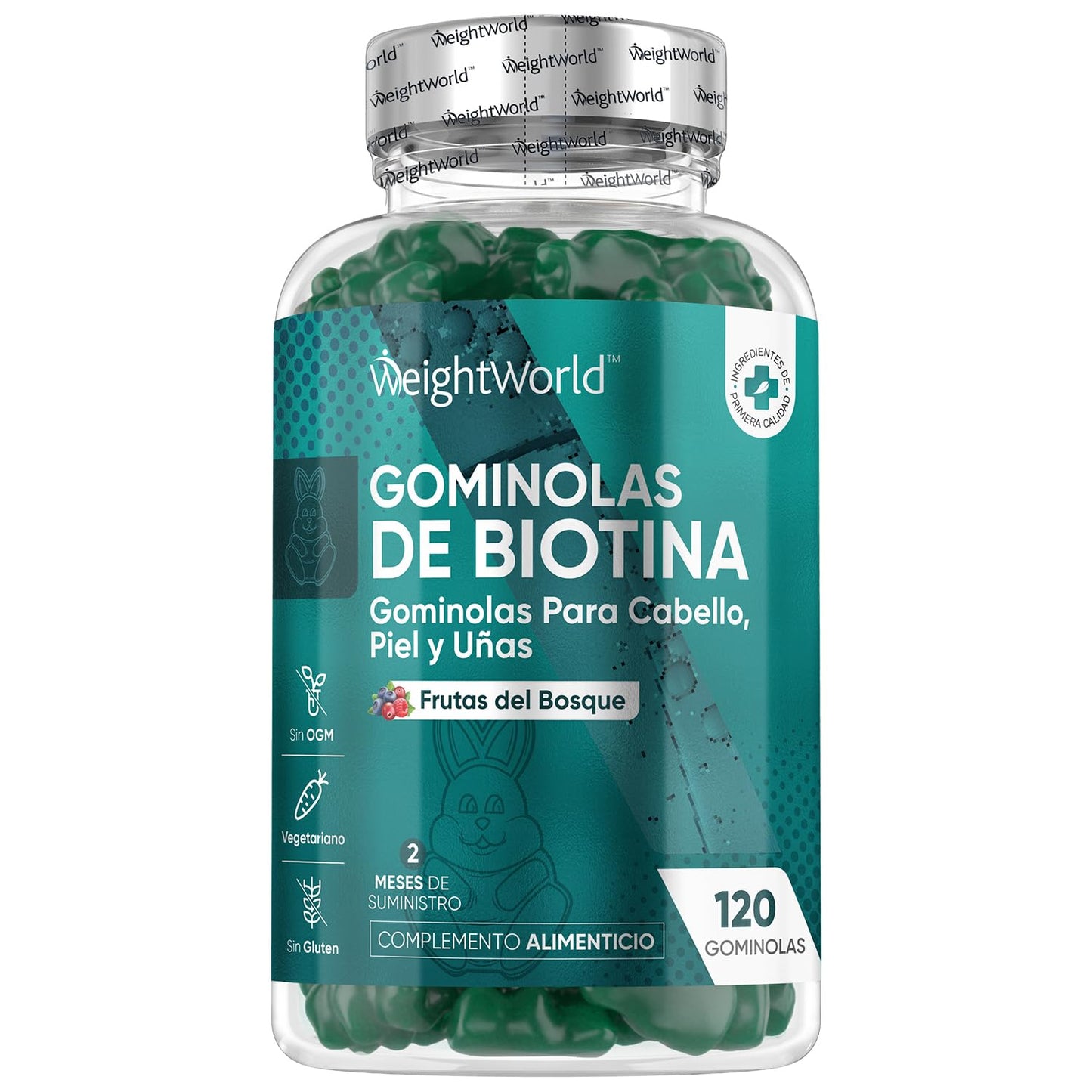 Gominolas de Biotina 5000 mcg para Cabello Piel y Uñas 120 Unidades - Multivitaminas y Minerales en Gomitas con Vitamina C, E, del Grupo B, D, A, Selenio, Yodo, Colina, Inositol y Más para 2 Meses