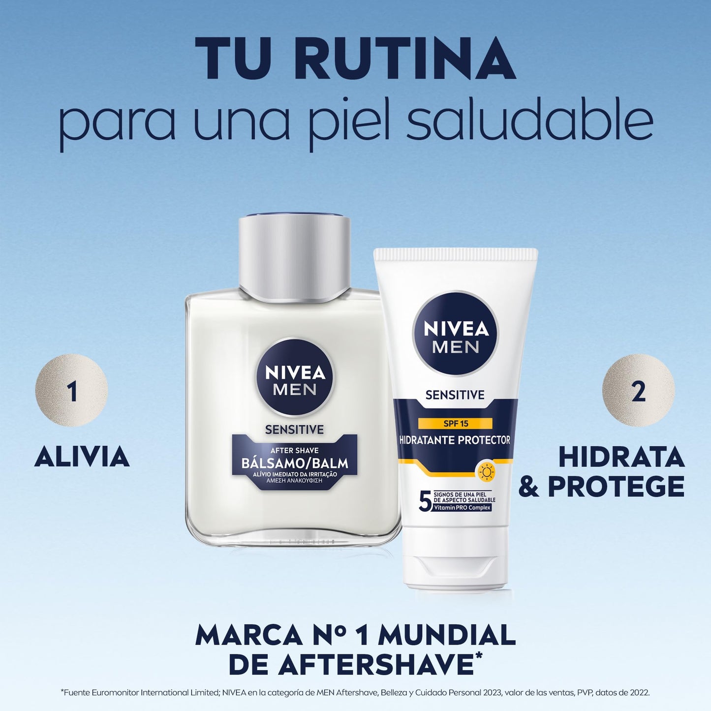 NIVEA MEN Sensitive Bálsamo After Shave (1 x 100 ml), para el cuidado de la piel sensible, bálsamo anti irritaciones con 0% alcohol para calmar la piel al instante