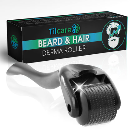 Tilcare Derma Roller for Beard and Hair Growth - 0.25mm Sterile Titanium Roller for Men - Microneedling Tool for Inactive Scalp and Facial Follicles