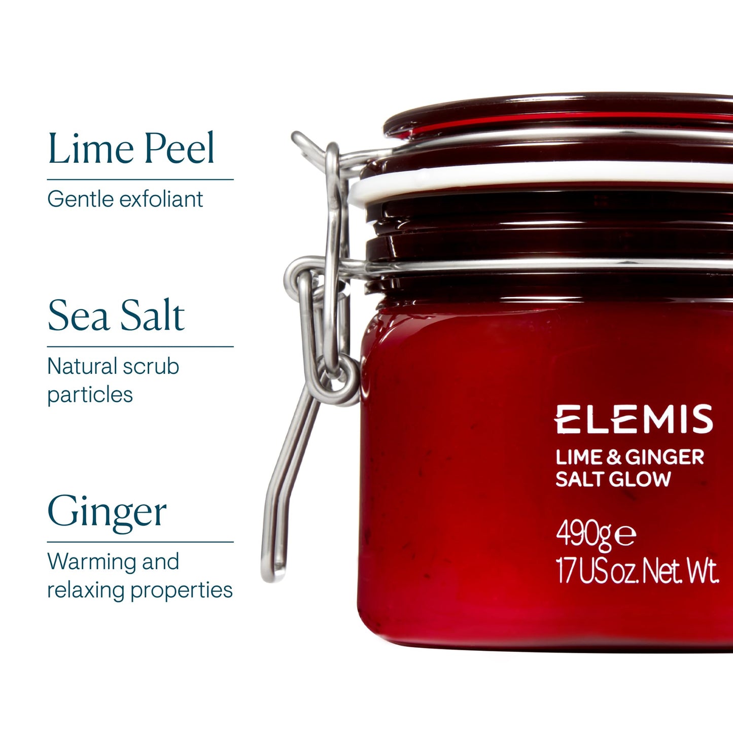 ELEMIS Lime and Ginger Salt Glow, exfoliante corporal vigorizante a base de sales 490 g