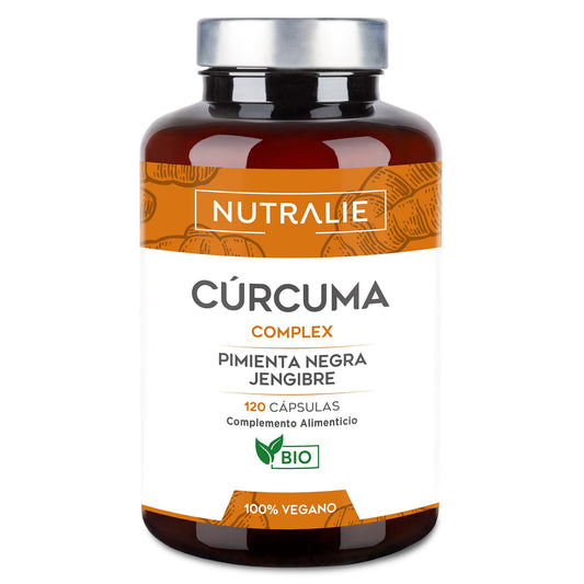 Cúrcuma Orgánica con Jengibre y Pimienta Negra (1420mg x Dosis) Potente Antiinflamatorio y Antioxidante Natural - Alta Concentración Curcumina y Piperina - Turmeric Cúrcuma BIO |120 Capsulas Nutralie