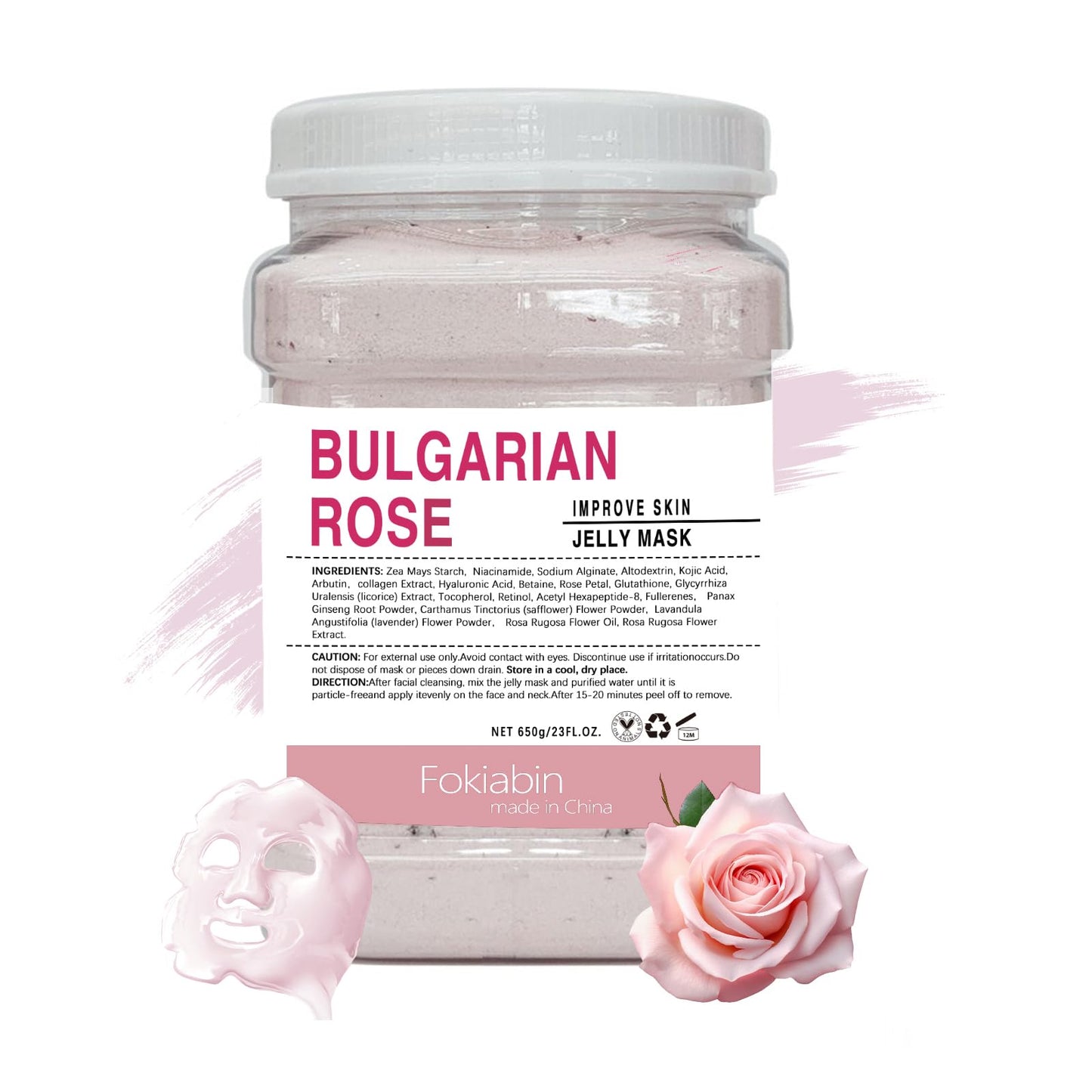 FOKIABIN Gel Mascarilla Peel Off con Rosa Búlgara - Hidratante y Nutritiva