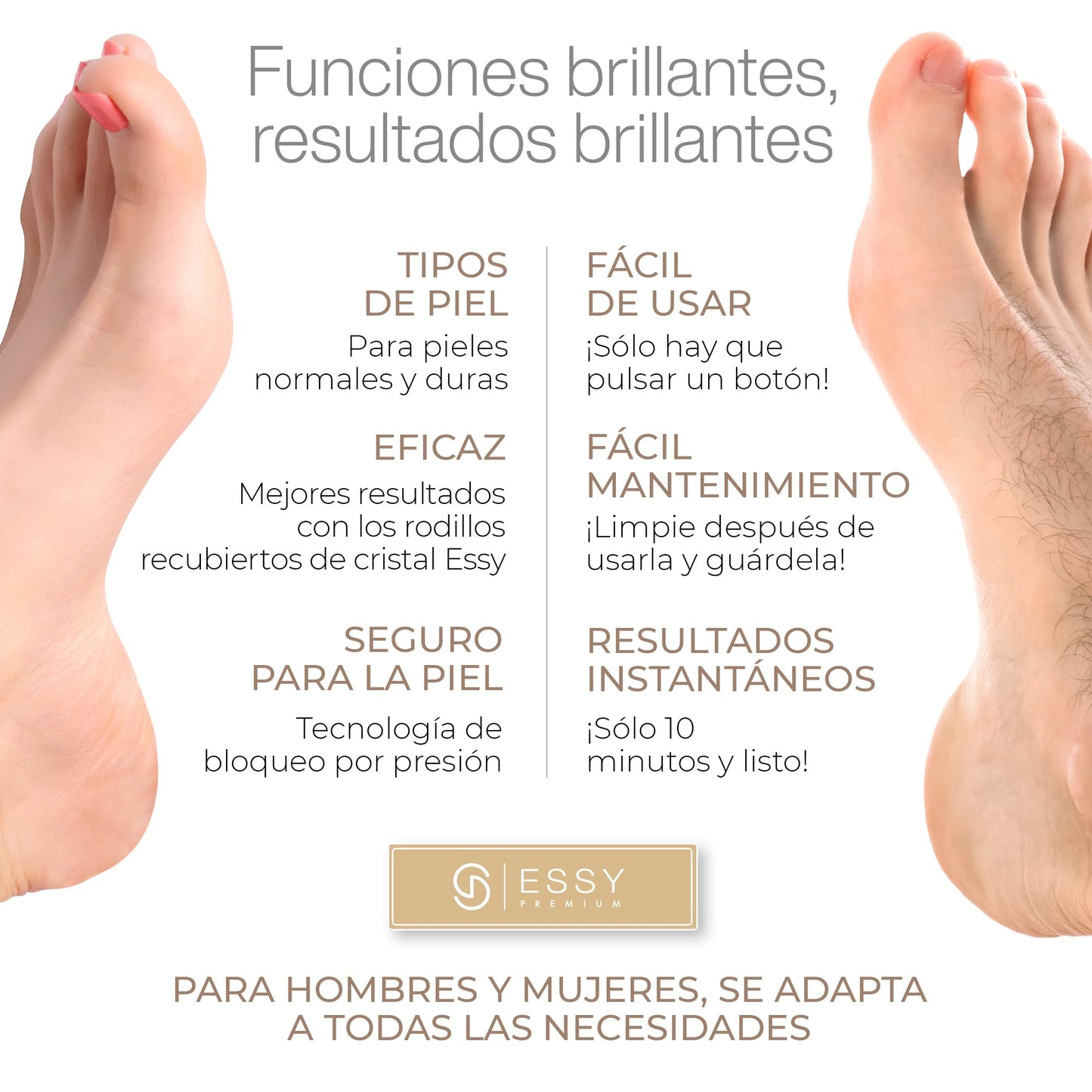 Essy Lima Eléctrica Pies Durezas Exfoliante Callos para Pies Electrico Pedicura Lima Pies Durezas Recargable Profesional Pulidor de Callos Cuidado Talon con 5 Rodillos de Recambio (Blanco)