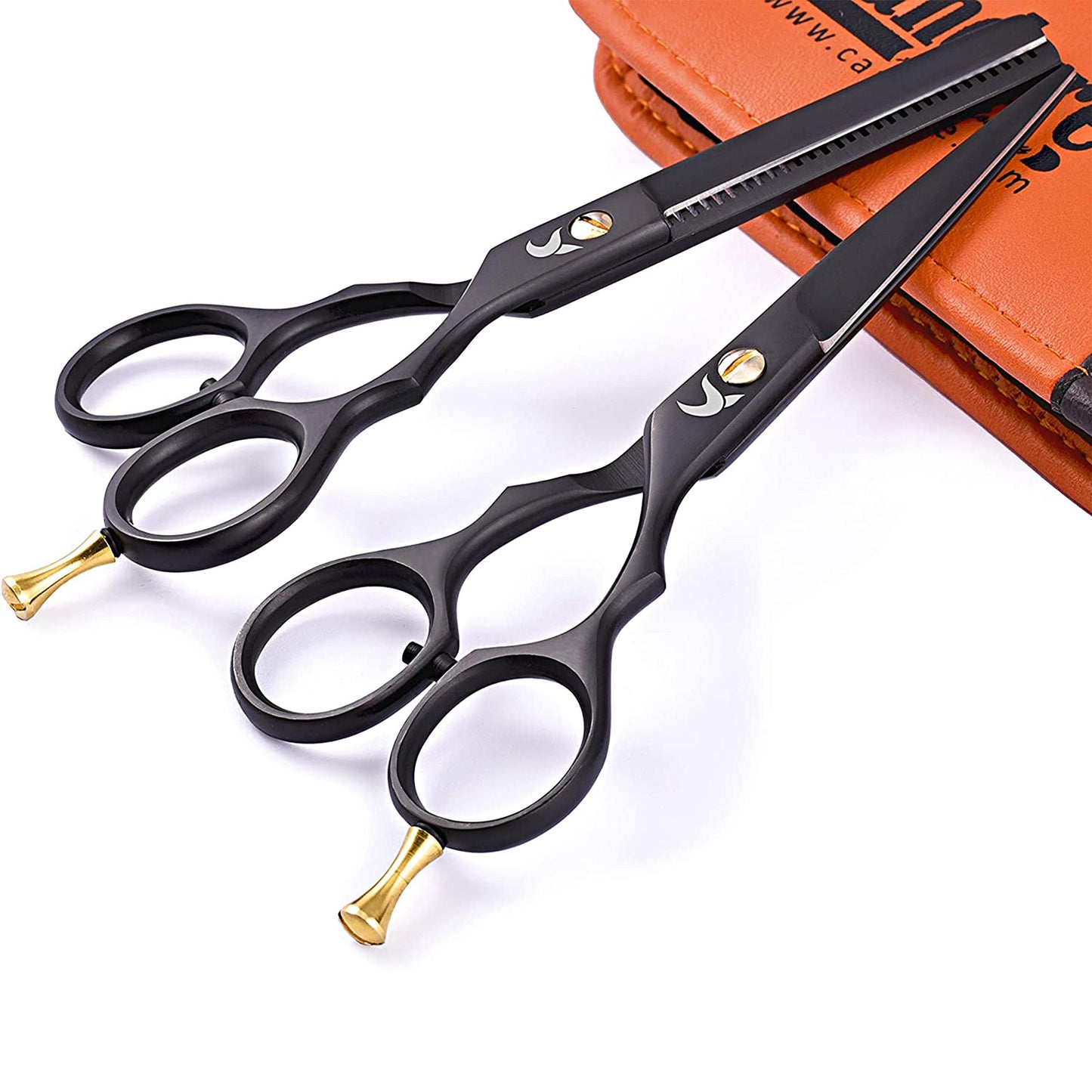 Candure Tijeras de Peluquería Profesional 5.5" – Set de Corte y Entresacado (Acero Inoxidable)