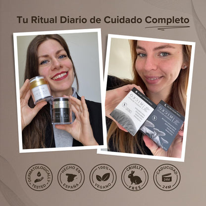 Pack crema día y noche Mickô - antimanchas, antiarrugas y antioxidante con retinol, ácido kójico, niacinamida y hongos medicinales para hidratación profunda y protección SPF30 UVA/UVB, vegano, 50 ml