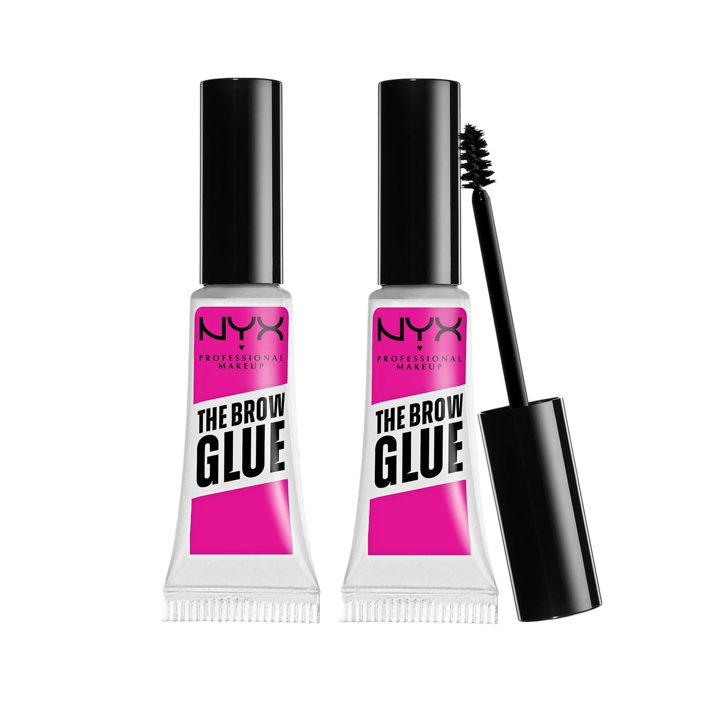 NYX Professional Makeup Eyebrow Fixer Long Lasting 16 Hours The Brow Glue, Vegan Formula, Double Pack, Transparent Gel