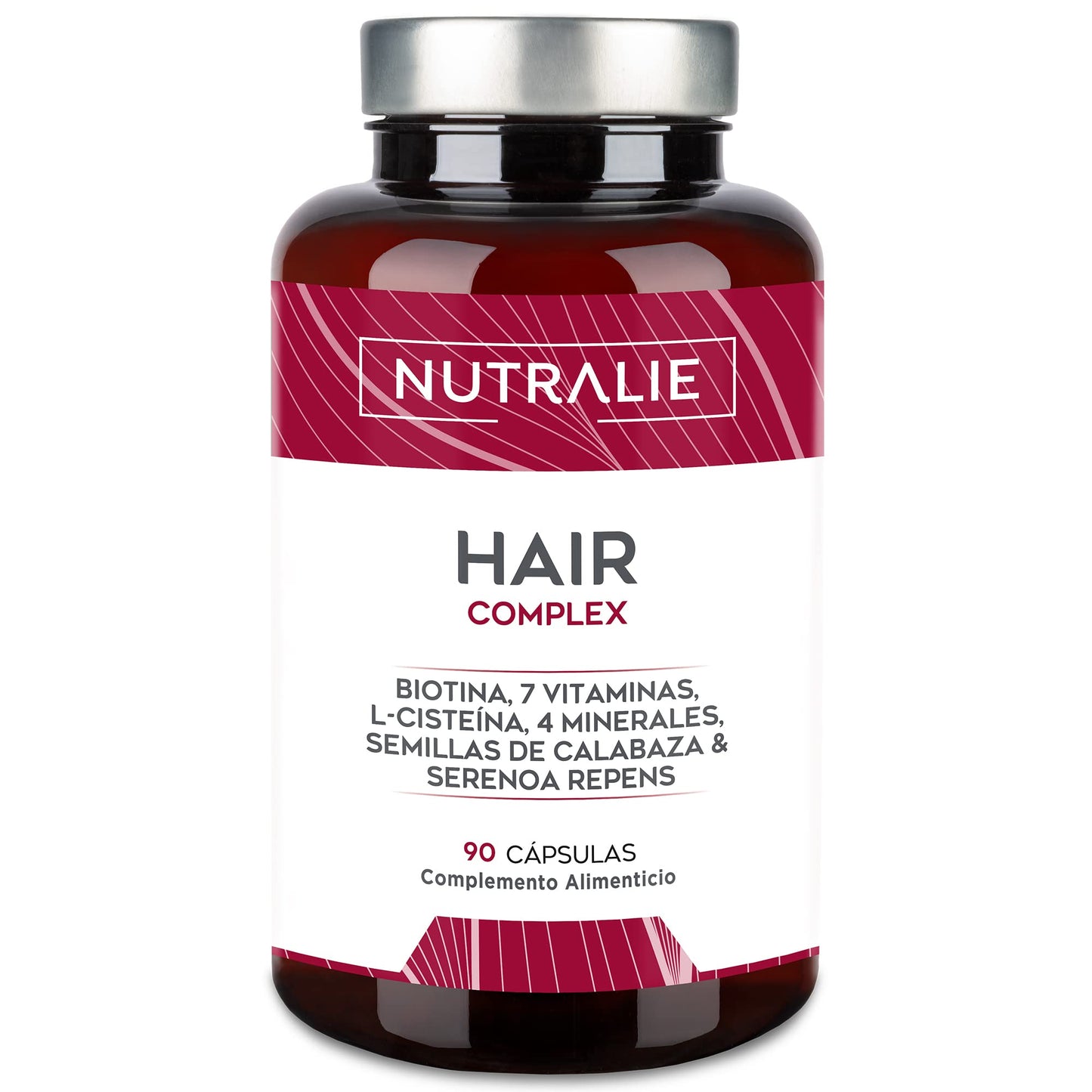 VITAMINAS PARA EL CABELLO - Crecimiento y Anticaida Cabello [PREMIO 2022] Biotina + Zinc + L-Cisteina - Mujer Hombre - Vitaminas Pelo Vegano - Hair Complex - 90 Cápsulas Nutralie