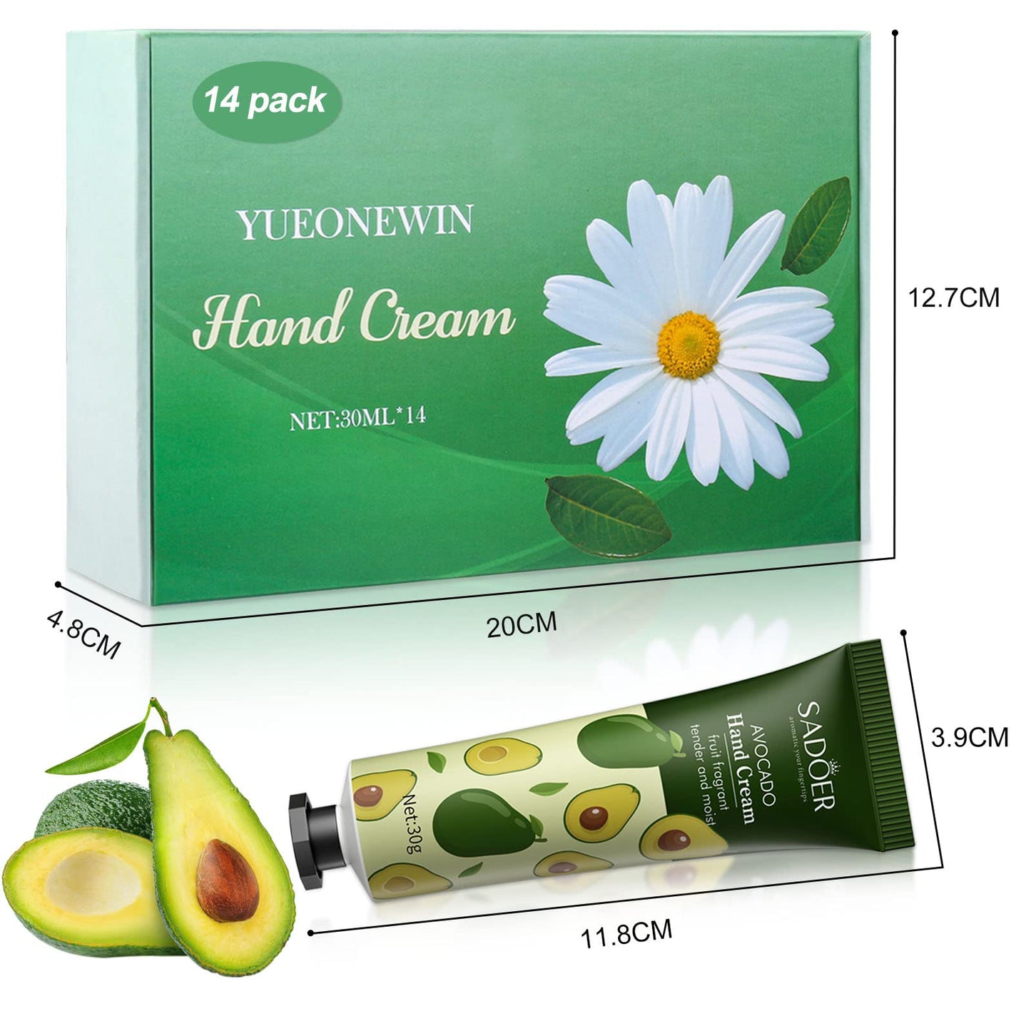 Handcreme Paquete de 14 Cremas de Manos, Crema Hidratante Para Manos Secas y Agrietadas, Crema Hidratante Para Manos, pies, Día y Noche, set de Regalo de Crema Corporal (420 ml)