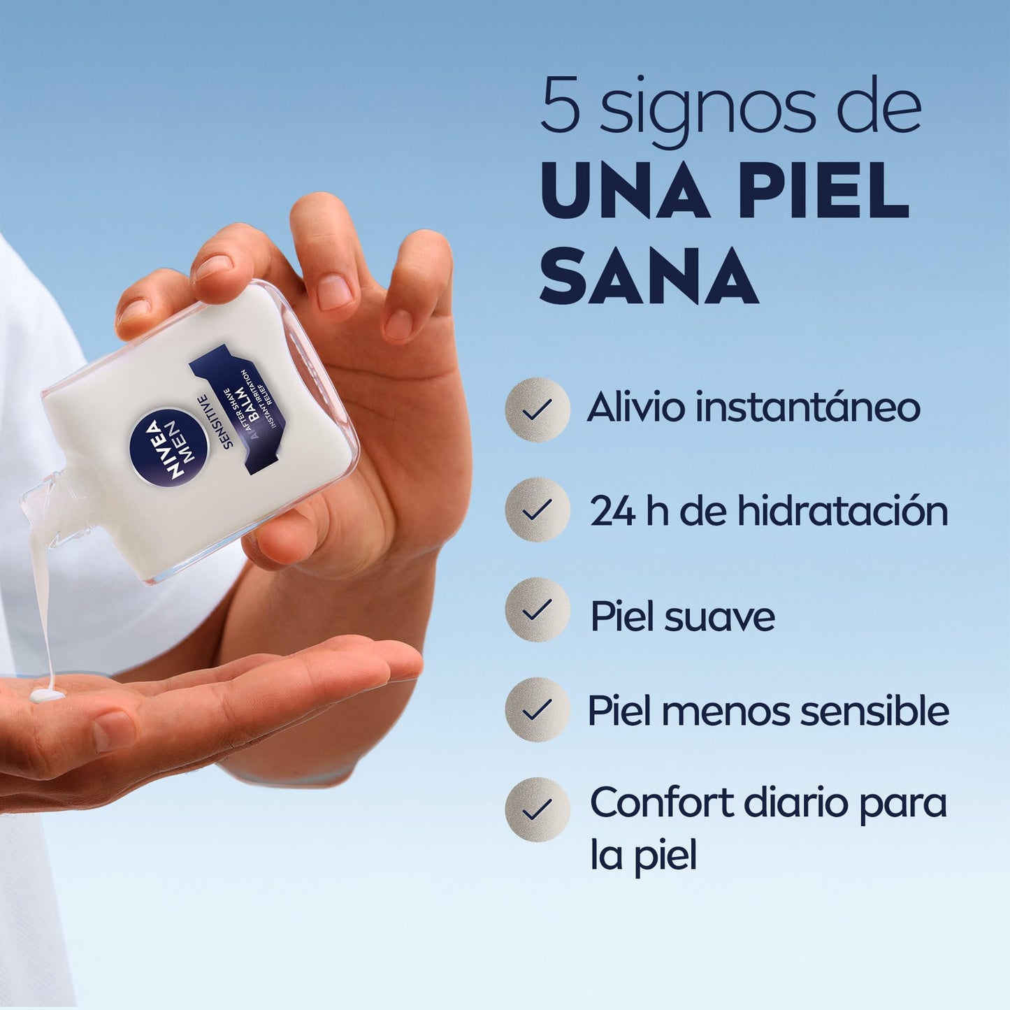 NIVEA MEN Sensitive Bálsamo After Shave (1 x 100 ml), para el cuidado de la piel sensible, bálsamo anti irritaciones con 0% alcohol para calmar la piel al instante