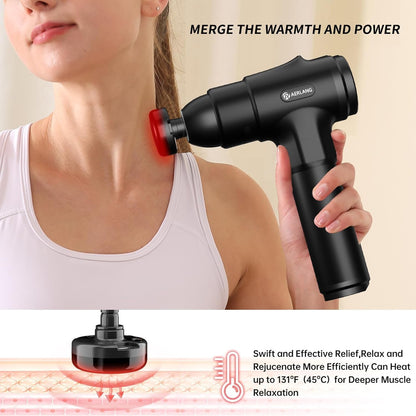 AERLANG Muscle Massage Gun with Heat Deep Muscle Massager, LED, Massage Gun 20 Adjustable Segments and 7 Massage Heads, Cervical and Back Massager Gifts for Women &amp; Men