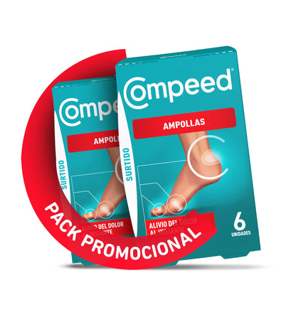 COMPEED Blisters Assortment, Hydrocolloid Dressings Against Chafing, Pack of 2 x 6 units.