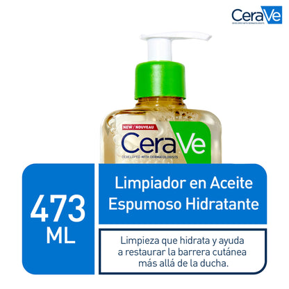 CeraVe Limpiador en Aceite Espumoso – Hidratante para Rostro y Cuerpo (473 ml)