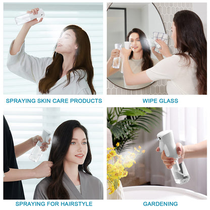 URAQT Hairdressing Water Spray Bottle, 200ml Fine Mist Continuous Sprayer, Refillable Hair Spray Bottle, Empty Spray Bottles for Hair Styling, Plants, Pets, Cleaning (White)