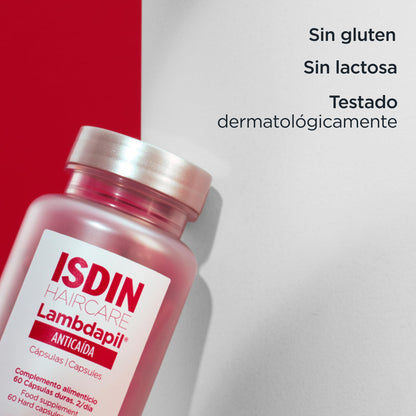 ISDIN Lambdapil 180 Anti-Hair Loss Capsules, Duration 3 months, Food supplement for occasional hair loss, with vitamins, minerals and plant extracts for healthy hair