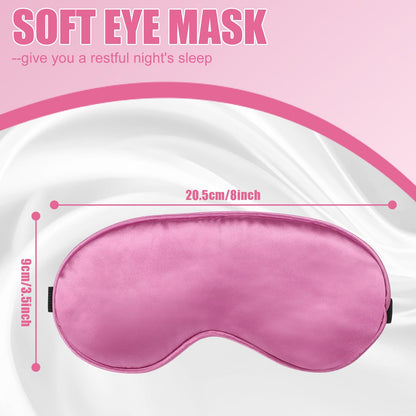 2 Pieces Sleep Mask, Ultra-Soft Silk Sleep Mask with Adjustable Elastic Strap, Sleeping Eye Mask for Men, Women and Children (Black, Pink)