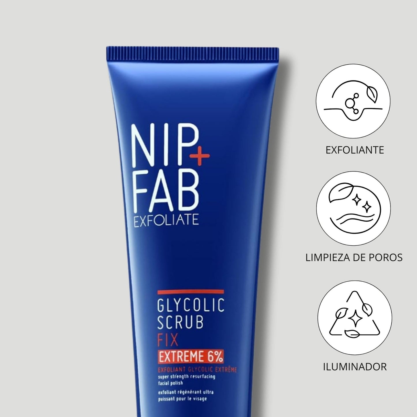 Nip+Fab - Nip + Fab Glycolic Acid Fix Face Scrub Extreme | Exfoliante Facial con Ácido Salicílico Aloe Vera | Limpieza de Poros | 75 ml