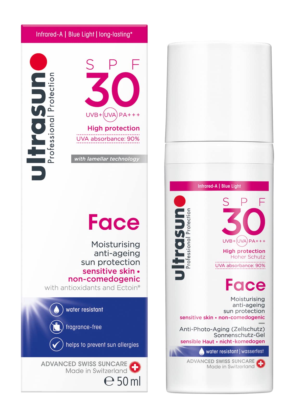 Ultrasun Face Gel Hidratante SPF 30 – Protección Solar y Antiedad para Piel Sensible (50 ml)