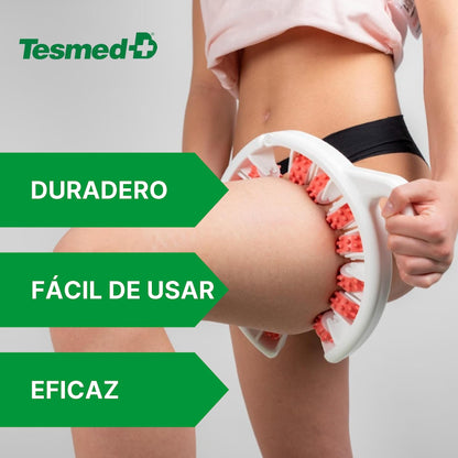 TESMED Cellulite: Masajeador Anticelulítico Manual, Made in Italy, Eficacia Clínicamente Probada, Patentado, Rodillo Anticelulítico Reductor para Masaje de Celulitis de Piernas y Glúteos (Rosa)