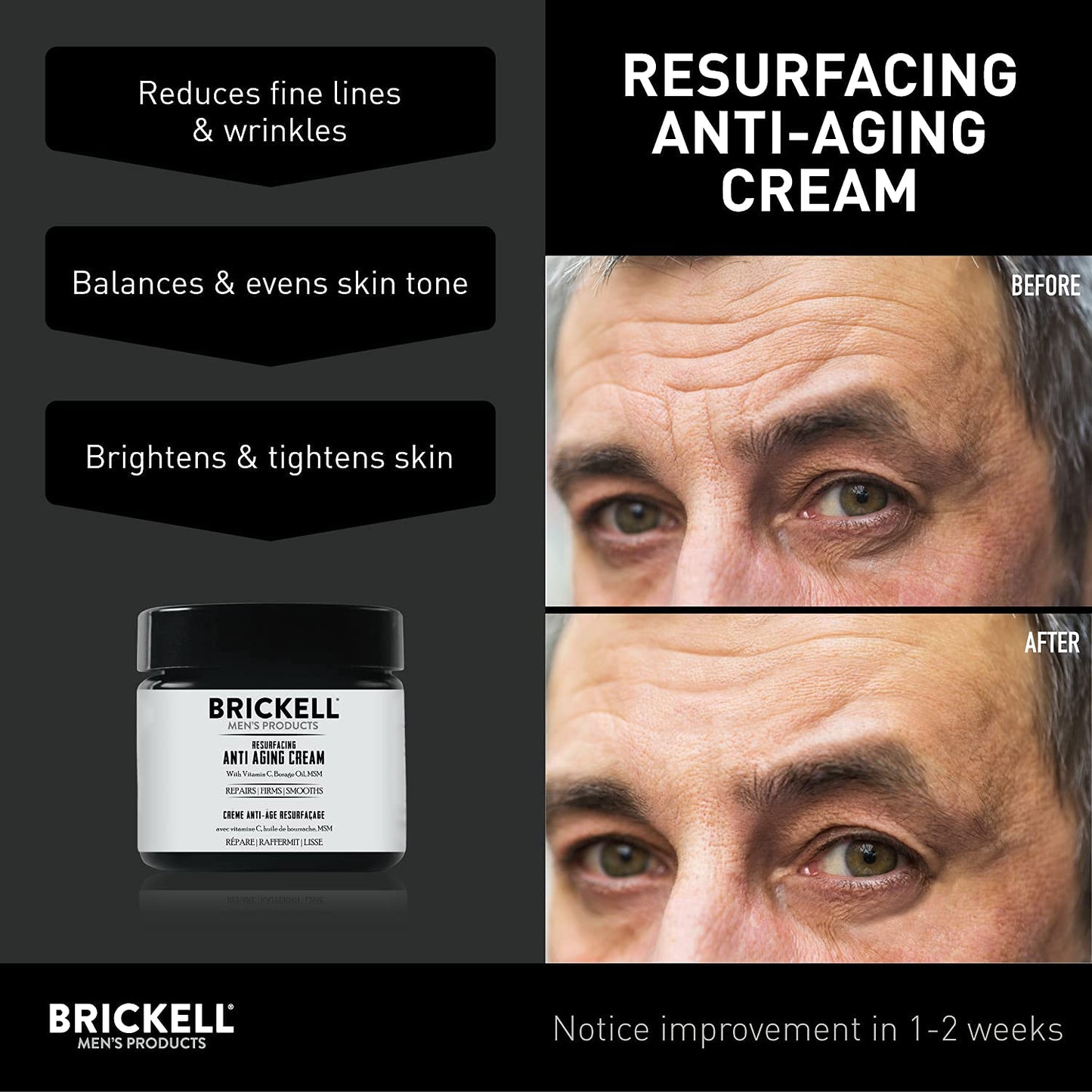 Brickell Men's Anti-Aging Rejuvenating Face Cream for Men, Natural &amp; Organic Face Moisturizer, Vitamin C Cream for Wrinkles, 59ml, Fragrance Free