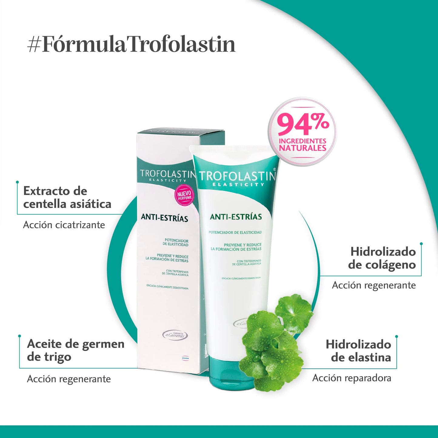 Trofolastin - Crema Antiestrías, Previene y Reduce la Formación de Estrías - Embarazo, Adolescentes y deportistas - 250 ml (Paquete de 1)