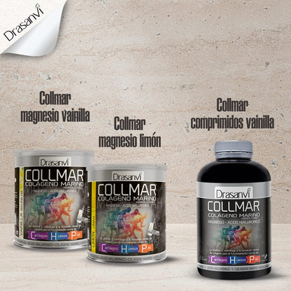 Drasanvi COLLMAR Hydrolyzed Marine Collagen with Hyaluronic Acid, Magnesium, Natural Vitamin C | for cartilage, bones and skin | High dose 3,900 mg/day | 180 tablets = 30 days | Vanilla flavor