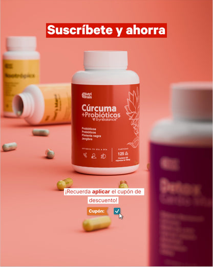 Cúrcuma con PROBIÓTICOS y PREBIÓTICOS | 10.300 mg Ultraconcentrada (mas de 95%) | Antiinflamatorio para Bienestar Articular, Muscular, Óseo y Digestivo | 125 días | Solo 1 cap/día