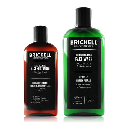 Brickell Men's Products – Essential Daily Facial Care Routine II – Facial Cleansing Gel and Facial Moisturizer – Natural and Organic, Scented