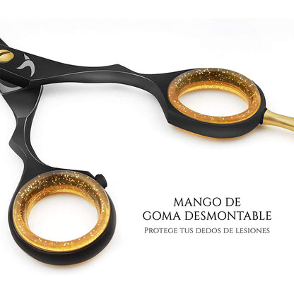 Candure Tijeras de Peluquería Profesional 5.5" – Set de Corte y Entresacado (Acero Inoxidable)