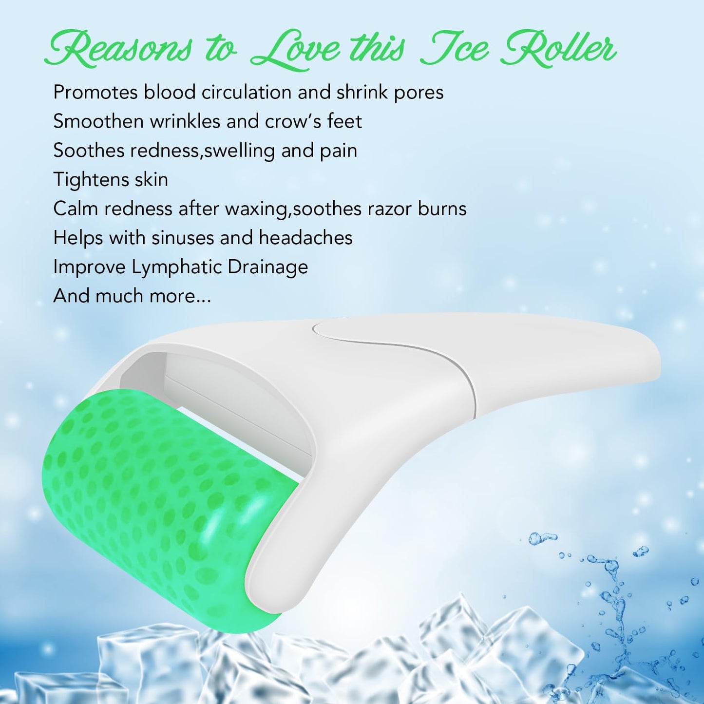 LATME Ice Roller-Rodillo de hielo para cara y ojos,contra la hinchazón y las migrañas,alivia el dolor y lesiones menores,Para Evitar Ojos Que El Cuello Arruge Regalo (Blanco)