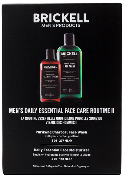 Brickell Men's Products – Essential Daily Facial Care Routine II – Facial Cleansing Gel and Facial Moisturizer – Natural and Organic, Scented