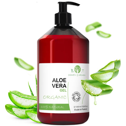 Gel de Aloe Vera 100% Puro y Natural, Tratamiento Hidratante Facial y Cabello | Calmante After Sun y Post Depilación | Regenerador y Antiarrugas, 500 ml