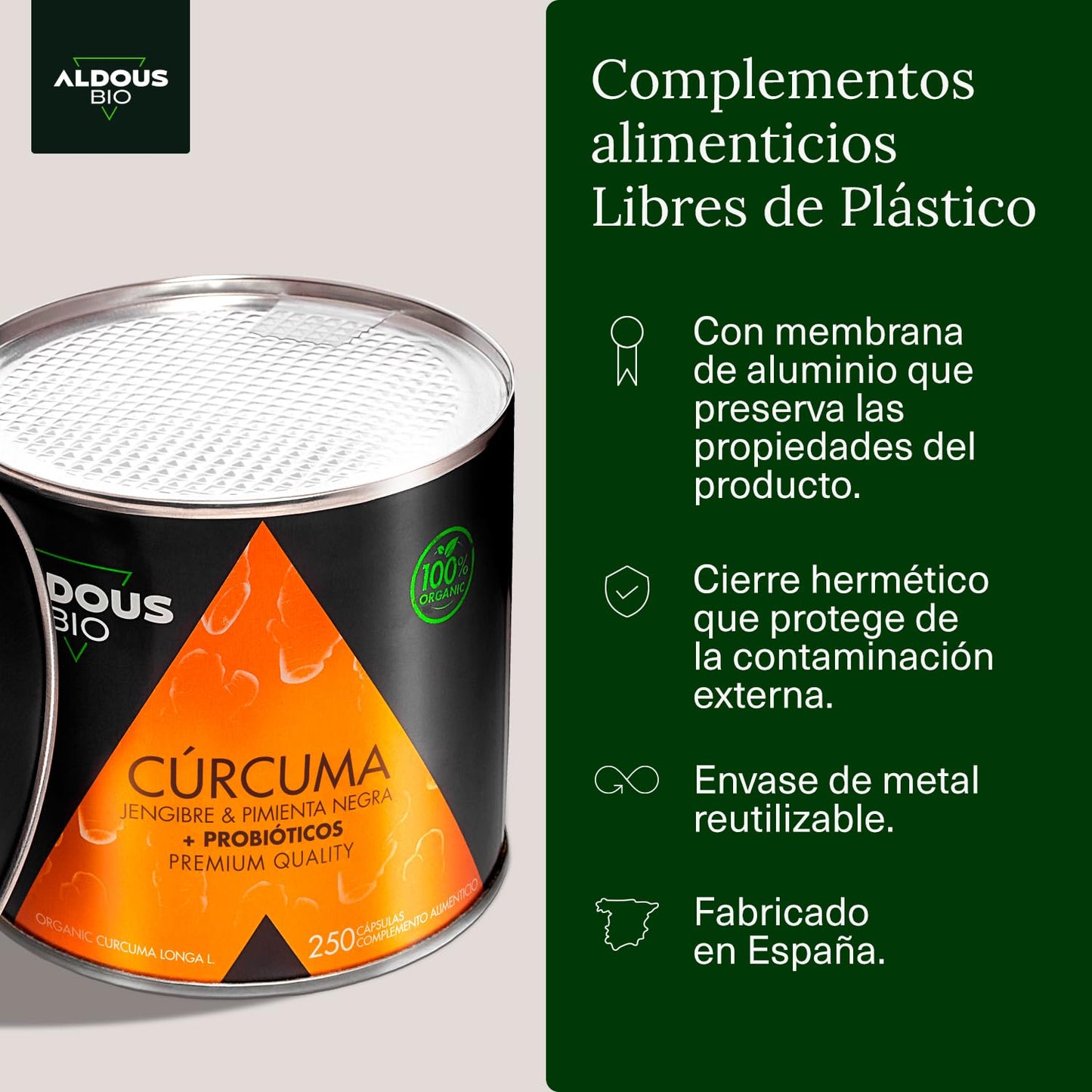 250 Cápsulas PROBIÓTICOS + BIO Cúrcuma con Jengibre y Pimienta Negra | 1460mg | con Curcumina y Piperina | Antiinflamatorio Natural | Fórmula Avanzada | Certificación Ecológica