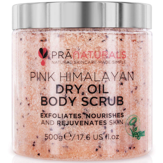 Exfoliante corporal PraNaturals de Sal rosada del Himalaya 500g, rico en vitaminas y minerales nutritivos, elimina las células cutáneas muertas y rejuvenece la piel, apto para todo tipo de piel.