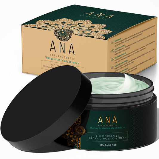 BIO Moss Ointment with Aloe Vera, Hyaluronic Acid, Iceland Moss, Q10, Algaktiv® and Ceramide III - Anti-Aging Face Care - Day and Night Care - 100ml - ANA Naturkosmetik