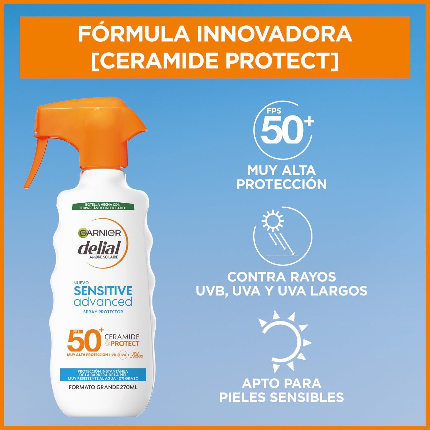 Garnier Delial Sensitive Advanced Leche Solar IP50+ - Piel Sensible